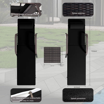 Ensemble de chaises longues d'extérieur 3 pièces Kullavik