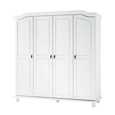 Armoire penderie 4 portes Kyle 100 % bois massif de Palace Imports avec portes en bois massif ou en miroir