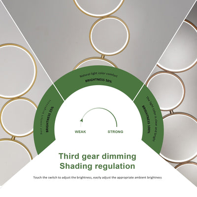 Lampadaire LED moderne à intensité variable, lampe d'angle lumineuse à 3 voies avec 5 anneaux pour salon