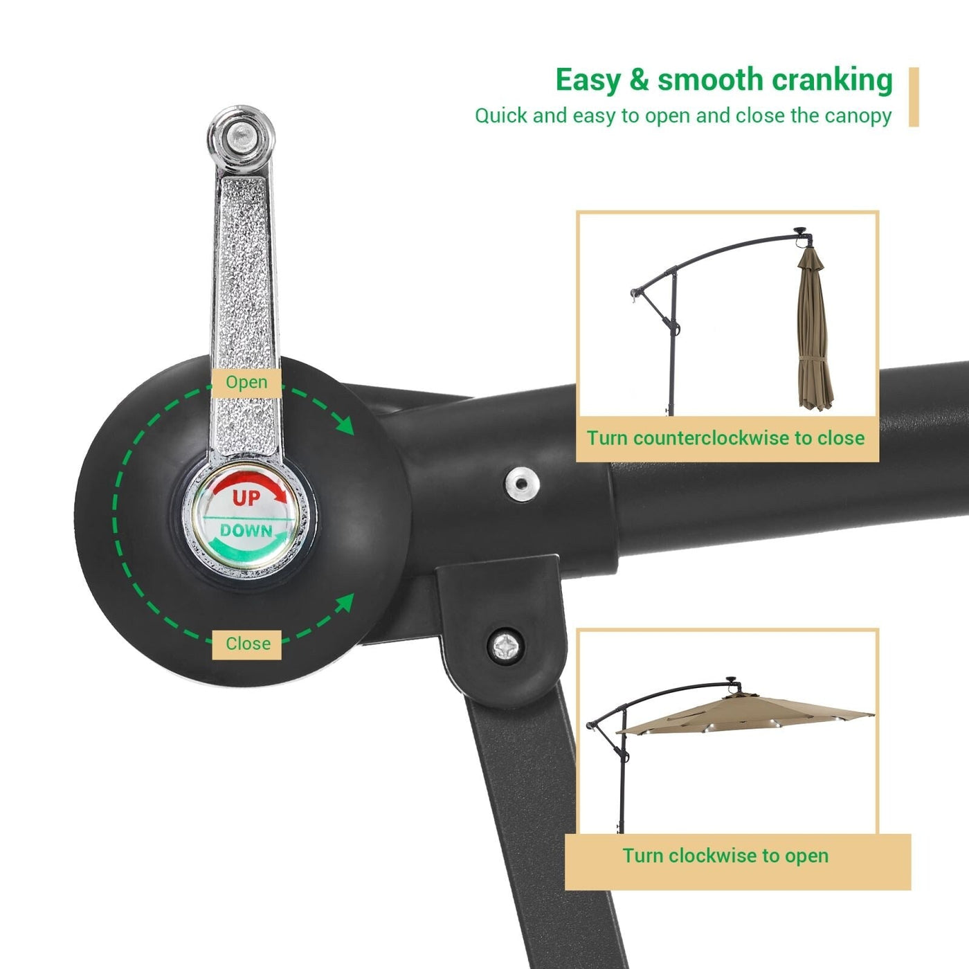 Parasol de terrasse déporté à LED LIVOOSUN de 10 pieds avec base croisée
