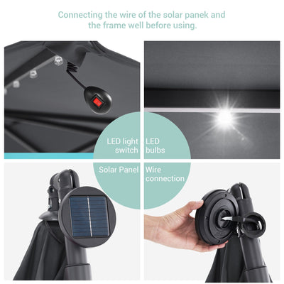 Parasol de terrasse déporté à LED LIVOOSUN de 10 pieds avec base croisée