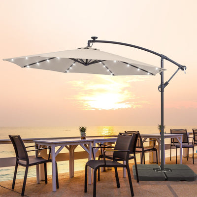 Parasol de terrasse déporté à LED LIVOOSUN de 10 pieds avec base croisée