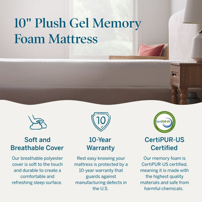 Matelas Lucid en mousse à mémoire de forme de luxe de 10 pouces