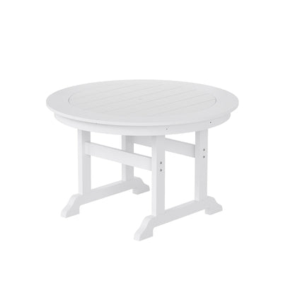 Ensemble de salle à manger d'extérieur Polytrends Laguna en PEHD, toutes saisons, avec table ronde et fauteuils (5 pièces)