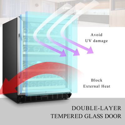 Refroidisseur à vin à compresseur double zone intégré Lanbo de 24 pouces, 44 bouteilles