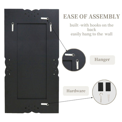 Grand miroir mural emboîtable avec perles de cristal rectangulaires