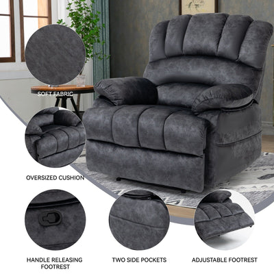Grand fauteuil inclinable manuel pour adulte, canapé inclinable simple en tissu confortable, fauteuil inclinable rembourré pour salon