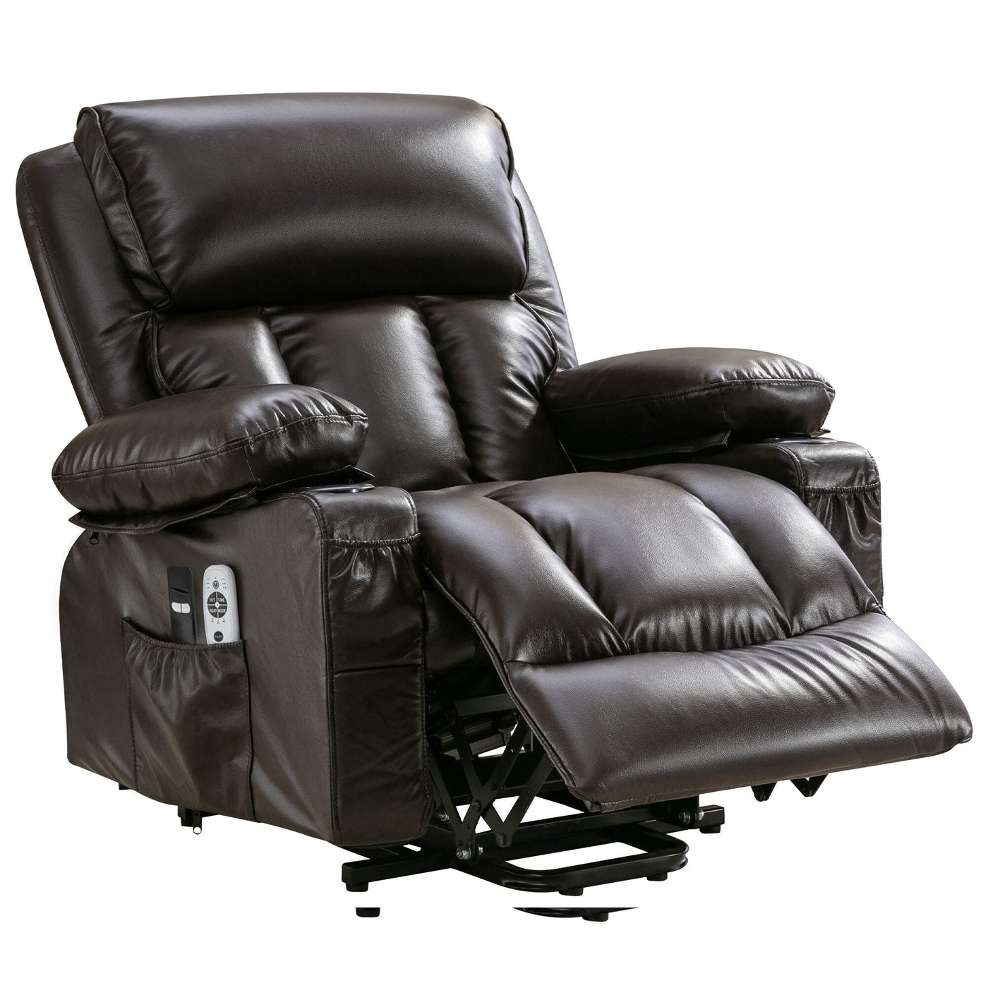 Grand fauteuil inclinable électrique avec chauffage et massage 8 points - Télécommande, port USB