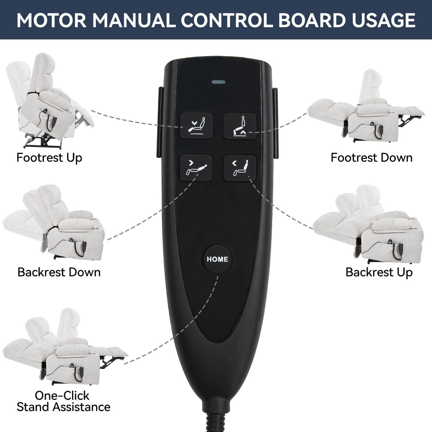 Fauteuil inclinable électrique Lazy Boy à double moteur en chenille avec massage et chauffage lombaire, deux porte-gobelets, gris-bleu