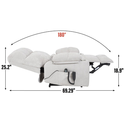 Fauteuil inclinable électrique Lazy Boy à double moteur en chenille avec massage et chauffage lombaire, deux porte-gobelets, gris-bleu