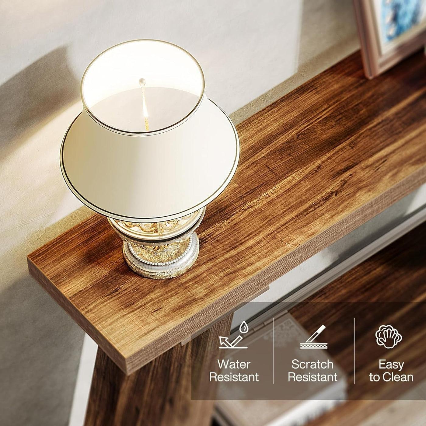 Console de canapé en bois rustique de 70,9 pouces de long avec étagère de rangement