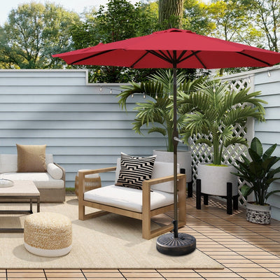 Parasol de patio Lopes de 9 pieds avec base en finition bronze et support de poids inclus