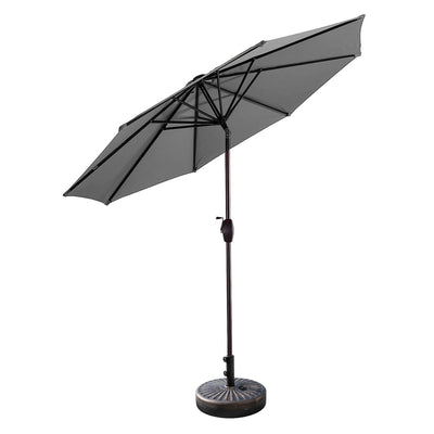 Parasol de patio Lopes de 9 pieds avec base en finition bronze et support de poids inclus