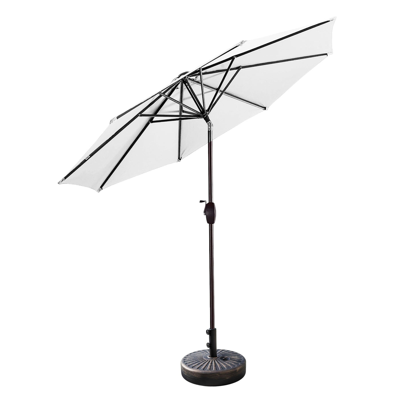 Parasol de patio Lopes de 9 pieds avec base en finition bronze et support de poids inclus