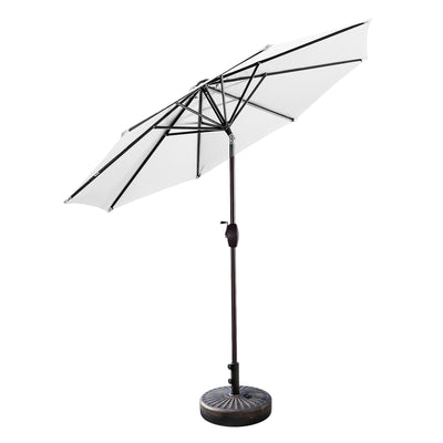 Parasol de patio Lopes de 9 pieds avec base en finition bronze et support de poids inclus