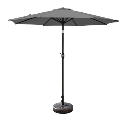 Parasol de patio Lopes de 9 pieds avec base en finition bronze et support de poids inclus