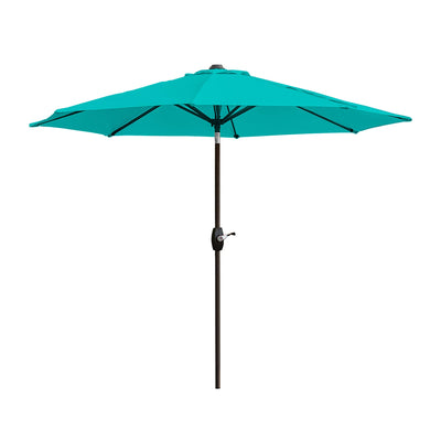 Parasol de patio Lopes de 9 pieds avec base en finition bronze et support de poids inclus