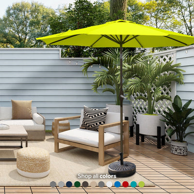 Parasol de patio Lopes de 9 pieds avec base en finition bronze et support de poids inclus