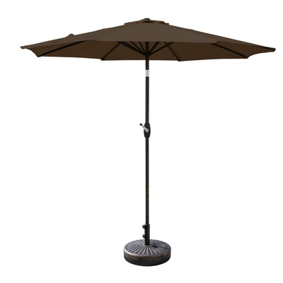 Parasol de patio Lopes de 9 pieds avec base en finition bronze et support de poids inclus