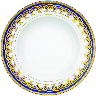 Service de table en porcelaine 57 pièces aux accents dorés et bleus de Lorren Home Trends