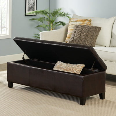 Banc de rangement en similicuir Lucinda par Christopher Knight Home - 51,25 L x 17,50 l x 16,25 H