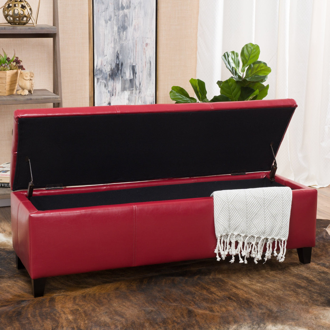 Banc de rangement en similicuir Lucinda par Christopher Knight Home - 51,25 L x 17,50 l x 16,25 H