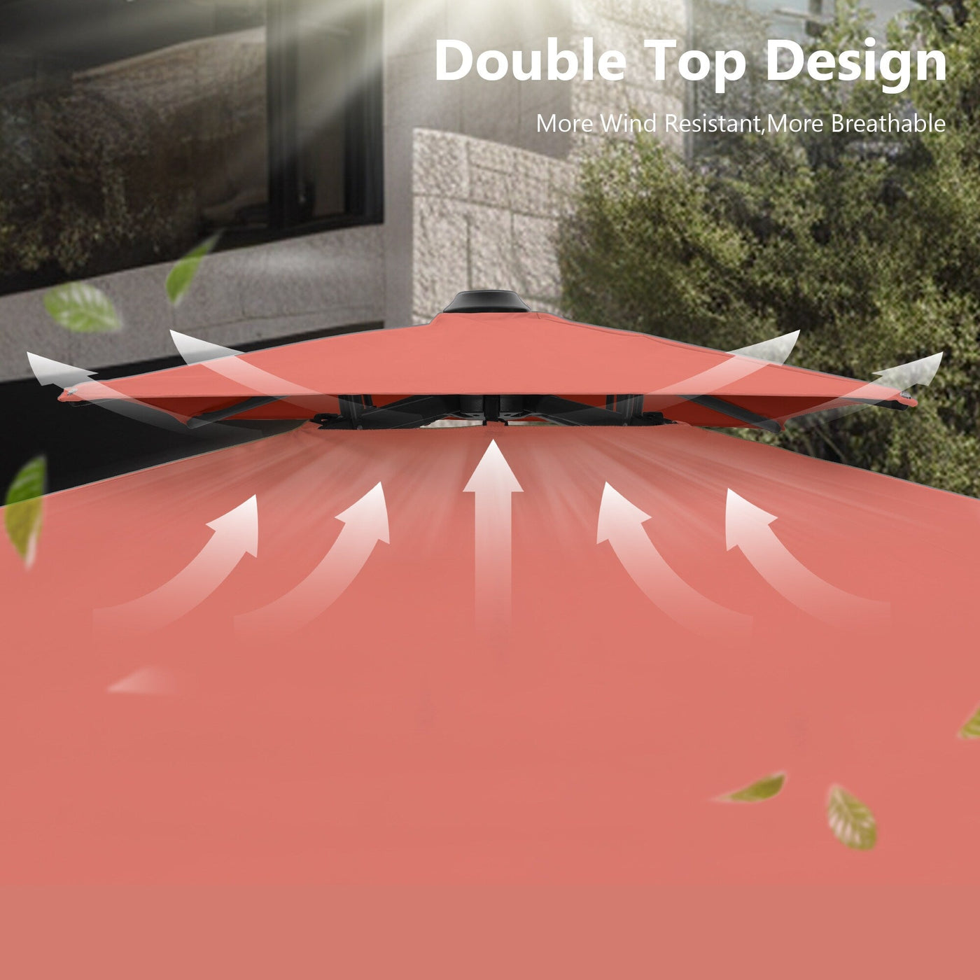 MAISON ARTS Parasol déporté hydraulique automatique de 12 pieds avec mât en aluminium et rotation à 360 degrés