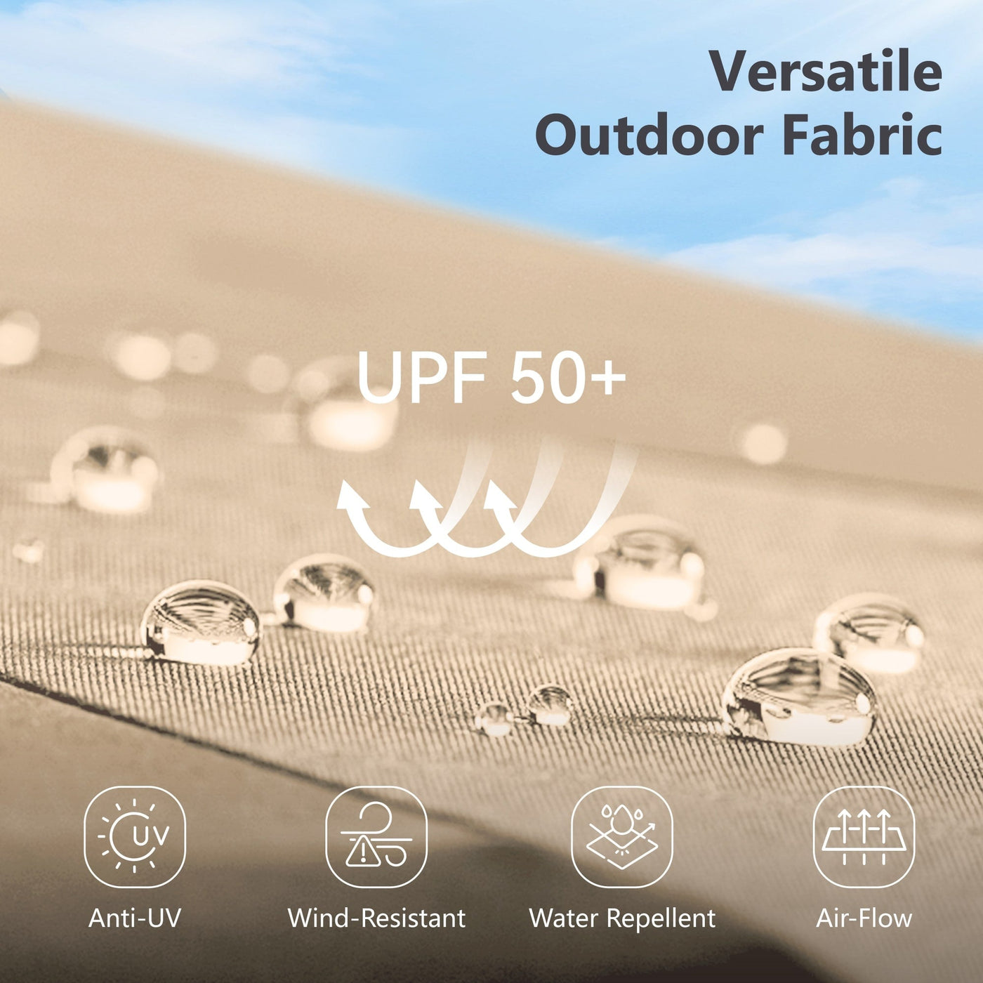 MAISON ARTS Parasol déporté hydraulique automatique de 12 pieds avec mât en aluminium et rotation à 360 degrés