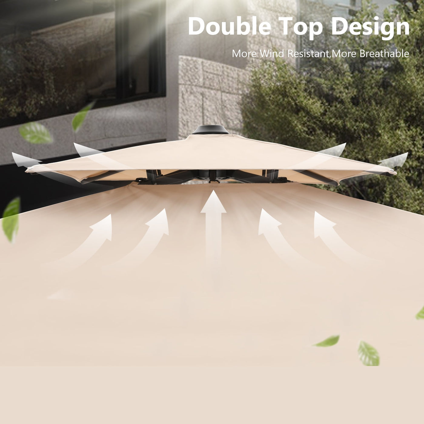 MAISON ARTS Parasol déporté hydraulique automatique de 12 pieds avec mât en aluminium et rotation à 360 degrés