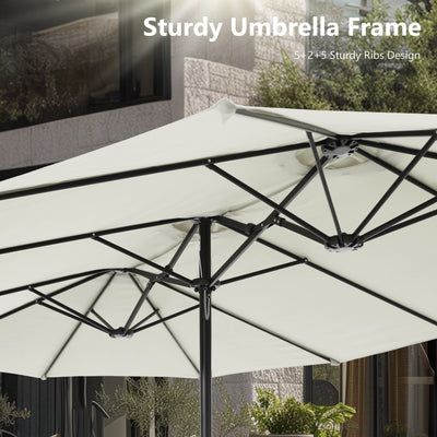 Parasol double extra large de 15 pieds pour patio double face de MAISON ARTS avec base incluse