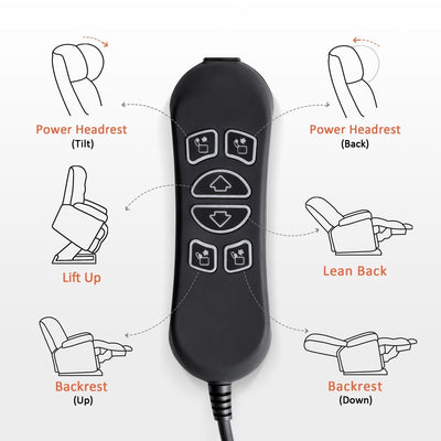 Fauteuil inclinable électrique à double moteur MCombo, grand format, avec massage et double chauffage, pour personnes âgées de grande taille, tissu R7635
