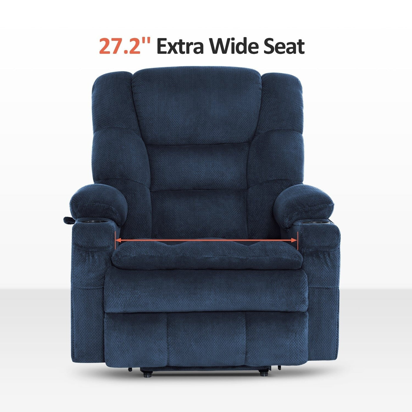 Fauteuil inclinable électrique à double moteur MCombo, grand format, avec massage et double chauffage, pour personnes âgées de grande taille, tissu R7635