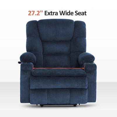 Fauteuil inclinable électrique à double moteur MCombo, grand format, avec massage et double chauffage, pour personnes âgées de grande taille, tissu R7635