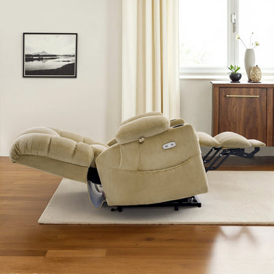 Fauteuil inclinable électrique à double moteur MCombo, grand format, avec massage et double chauffage, pour personnes âgées de grande taille, tissu R7635