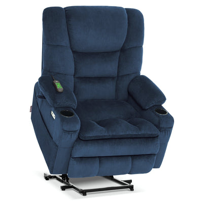 Fauteuil inclinable électrique à double moteur MCombo, grand format, avec massage et double chauffage, pour personnes âgées de grande taille, tissu R7635