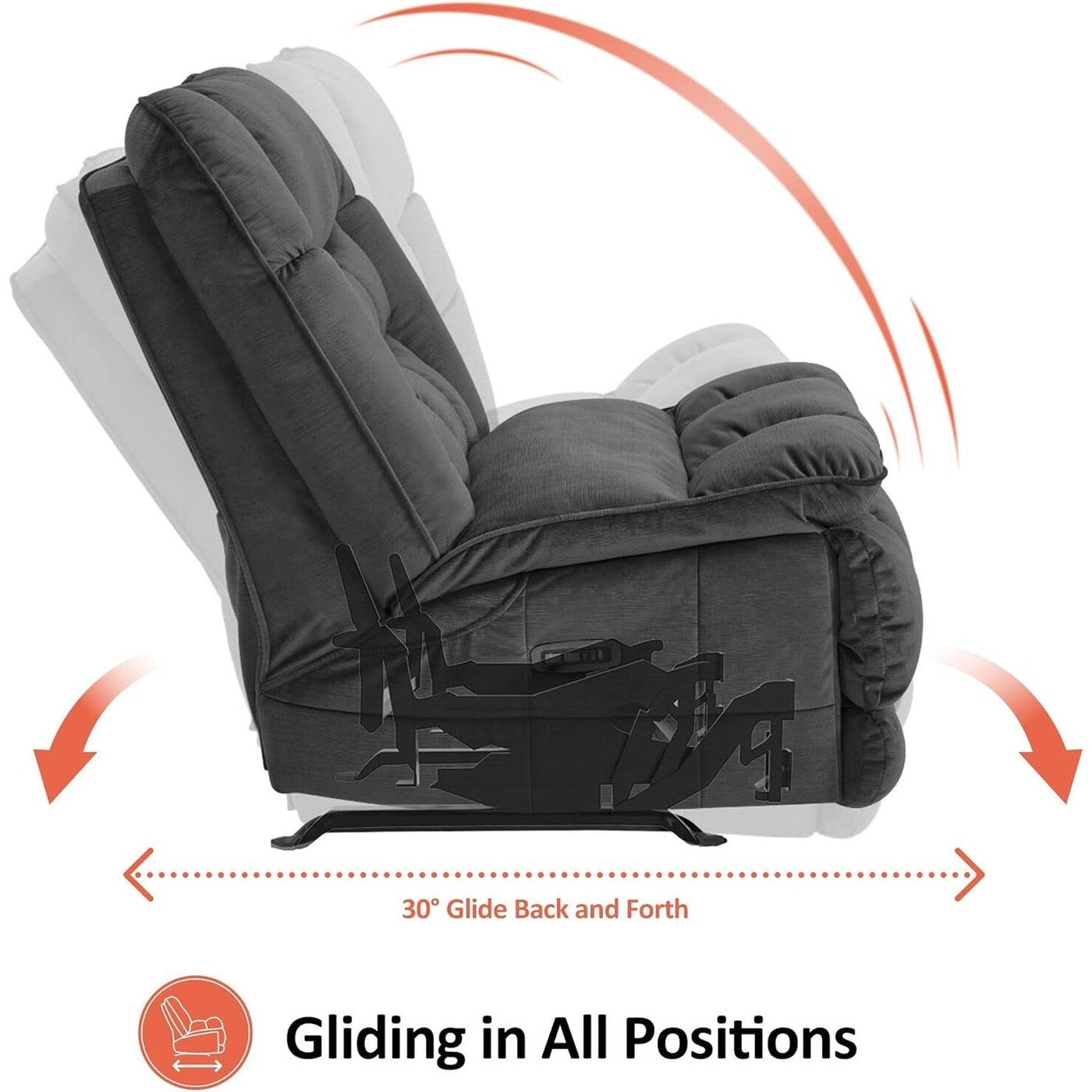 Fauteuil inclinable à bascule électrique surdimensionné MCombo à double moteur, sans accoudoirs, idéal pour le salon, tissu PR607