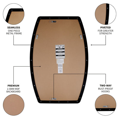 Miroir mural oblong en métal MacLuu