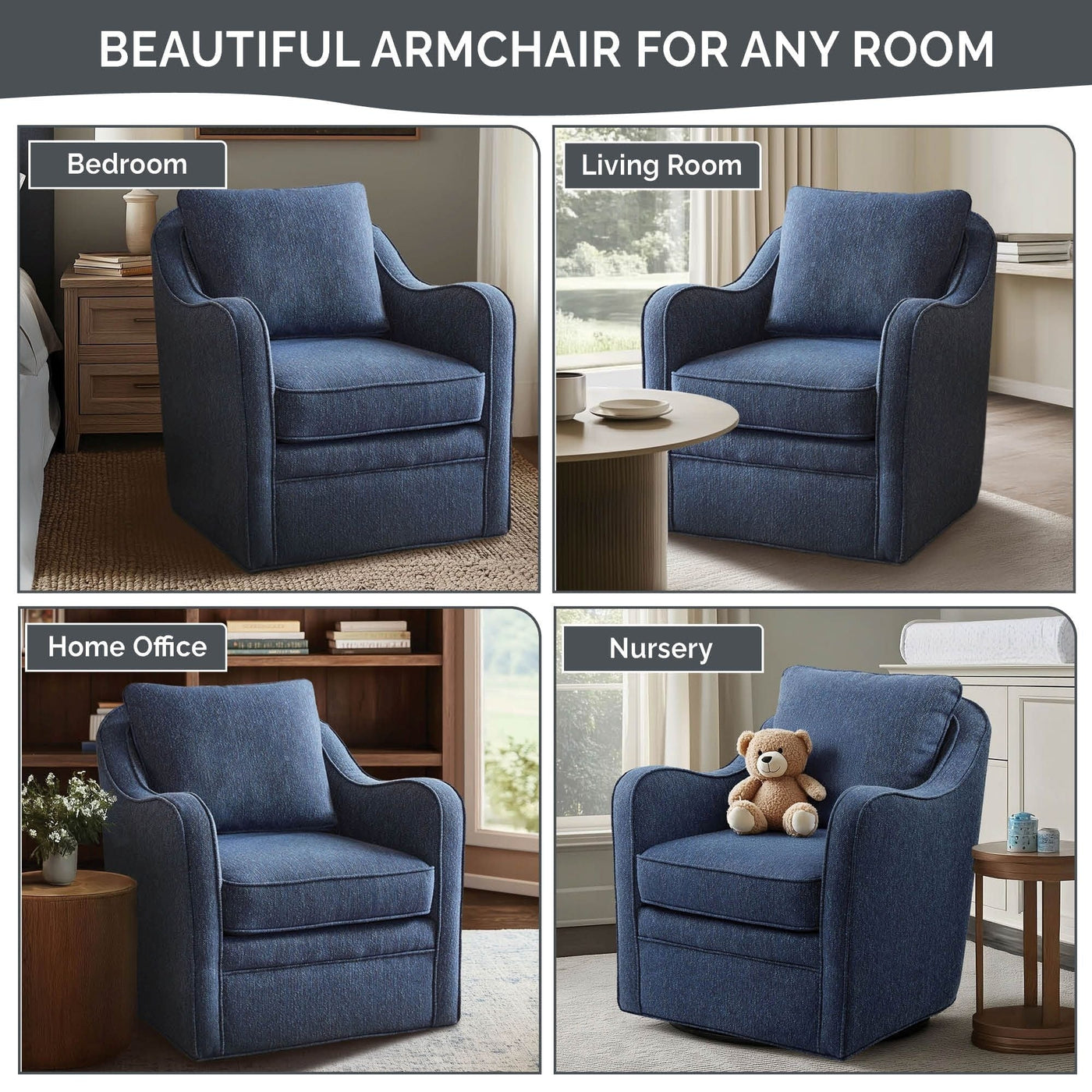 Fauteuil pivotant incurvé rembourré Madison Park Betty