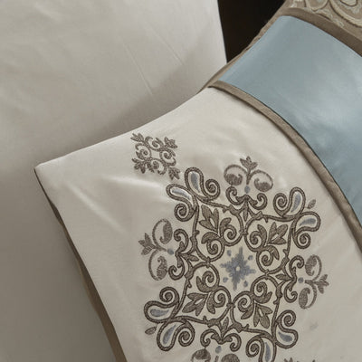 Ensemble de couette 7 pièces Madison Park Lorraine Blue Jacquard