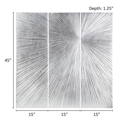 Ensemble de 3 triptyques muraux en résine dimensionnelle peints à la main Madison Park Signature Sunburst