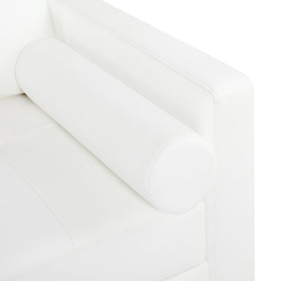 Canapé moderne en cuir véritable avec pieds en bois et coussin traversin supplémentaire