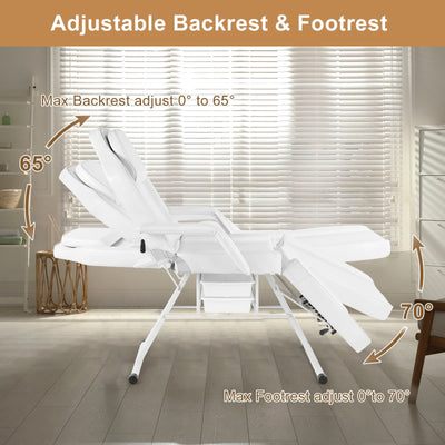 Chaise de massage, de tatouage, de spa, de soins du visage, de beauté, blanche