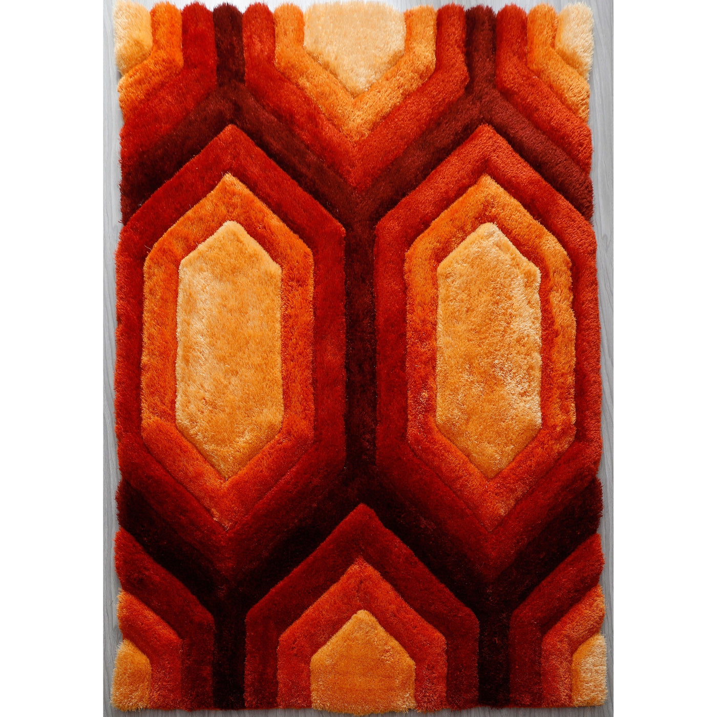 Tapis contemporain Mateos Shag rouge/orange