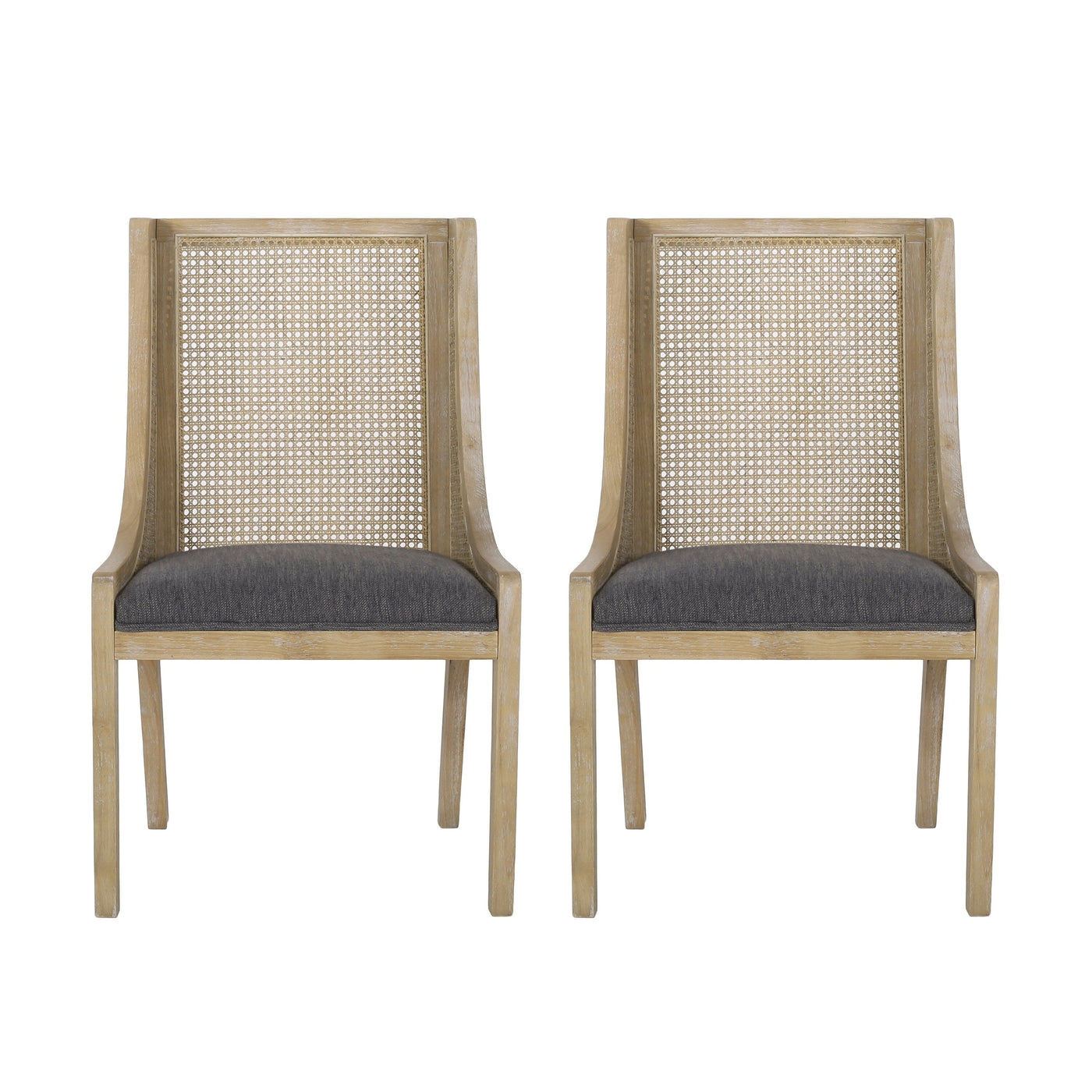 Chaises de salle à manger rembourrées en rotin et bois Maurers (lot de 2) par Christopher Knight Home