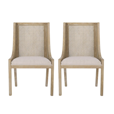 Chaises de salle à manger rembourrées en rotin et bois Maurers (lot de 2) par Christopher Knight Home