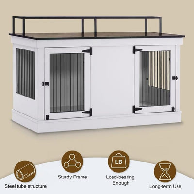 Meuble TV pour cage à chien Mcombo, grand format, niche en bois avec doubles portes, modèle 1861