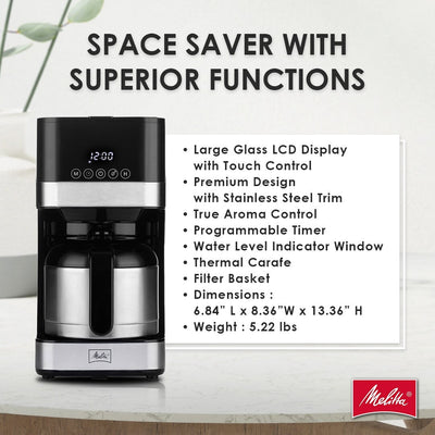 Cafetière filtre Melitta Aroma Tocco 8 tasses avec carafe thermique et écran tactile