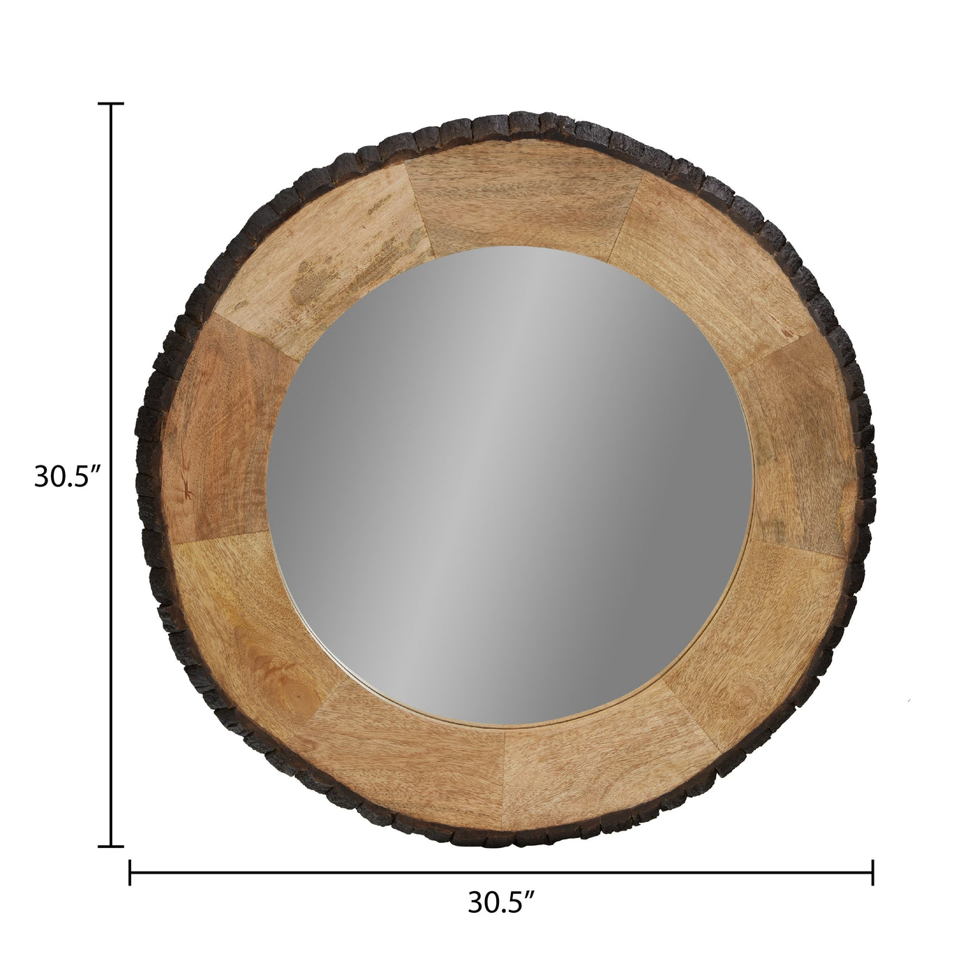 Miroir mural rond en bois Meredith, finition Live Edge, par River of Goods - 30,5 x 1 x 30,5