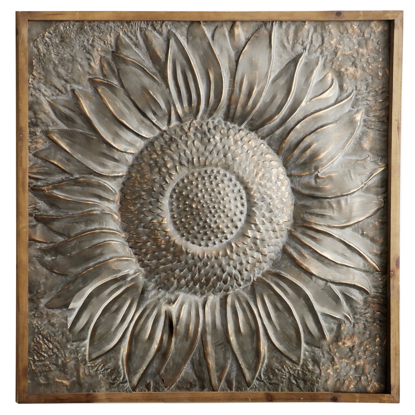 Décoration murale en métal motif tournesol floral avec détails en relief - Gris - Roche River Decor