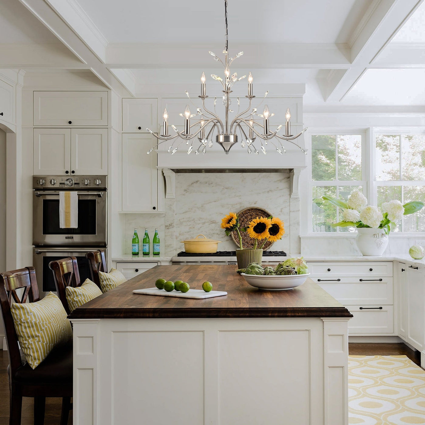 Lustre en cristal style bougie style rétro avec branches d'arbres